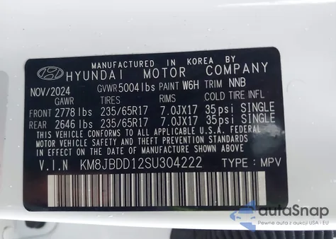 2025 Hyundai Tucson Hybrid Blue from USA, damaged, VIN KM8JBDD12SU304222
